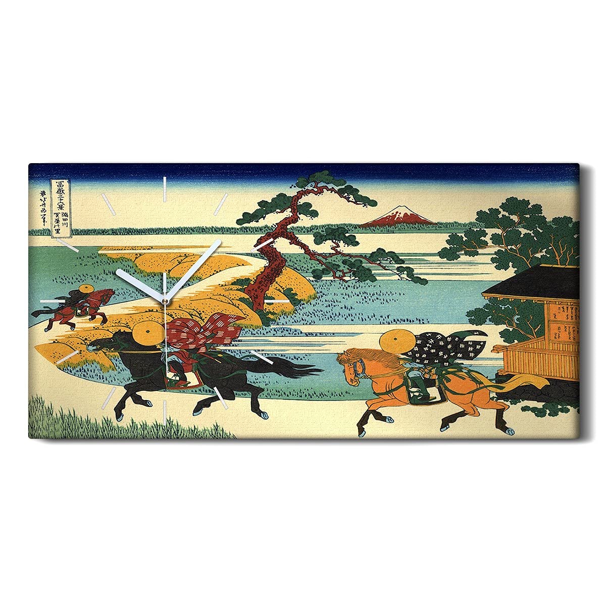 Horloge sur Toile Les Champs de Sekiya Hokusai Ukiyoe 60x30cm