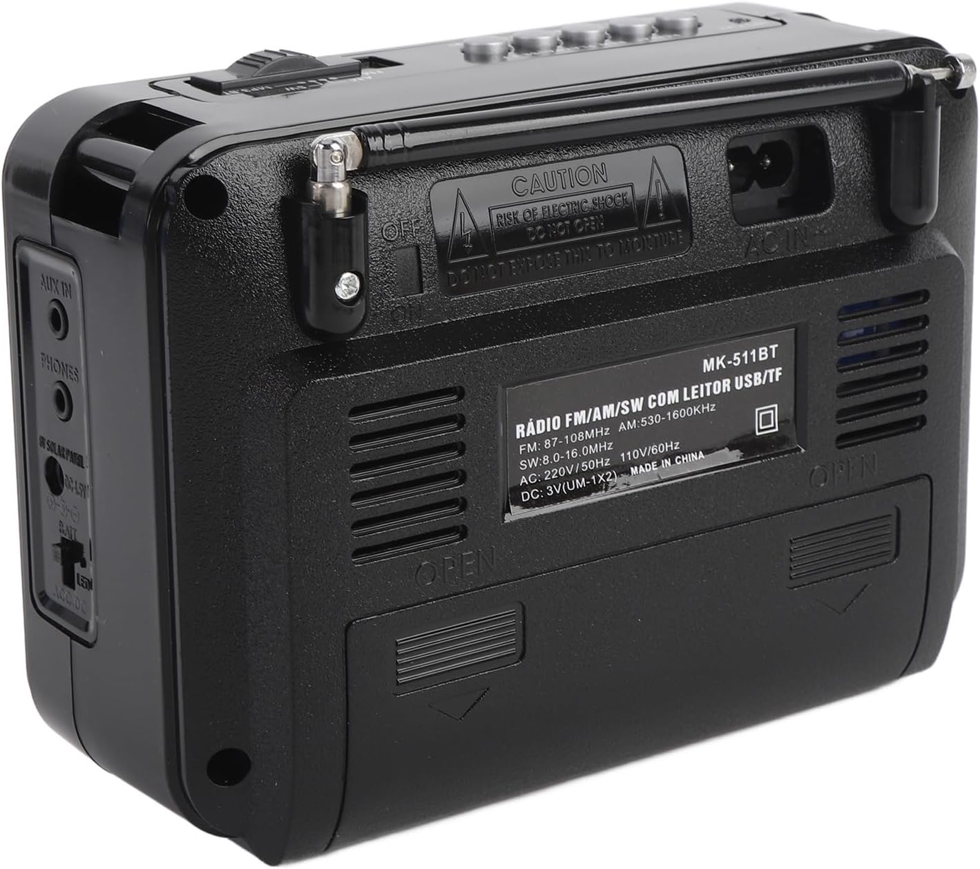 Portable Retro Radio with Bluetooth Speaker, FM AM SW Multiband Reception and Telescopic Antenna, Dual Power Supply AC Battery for Home Outdoor Travel Camping Use (US Plug)