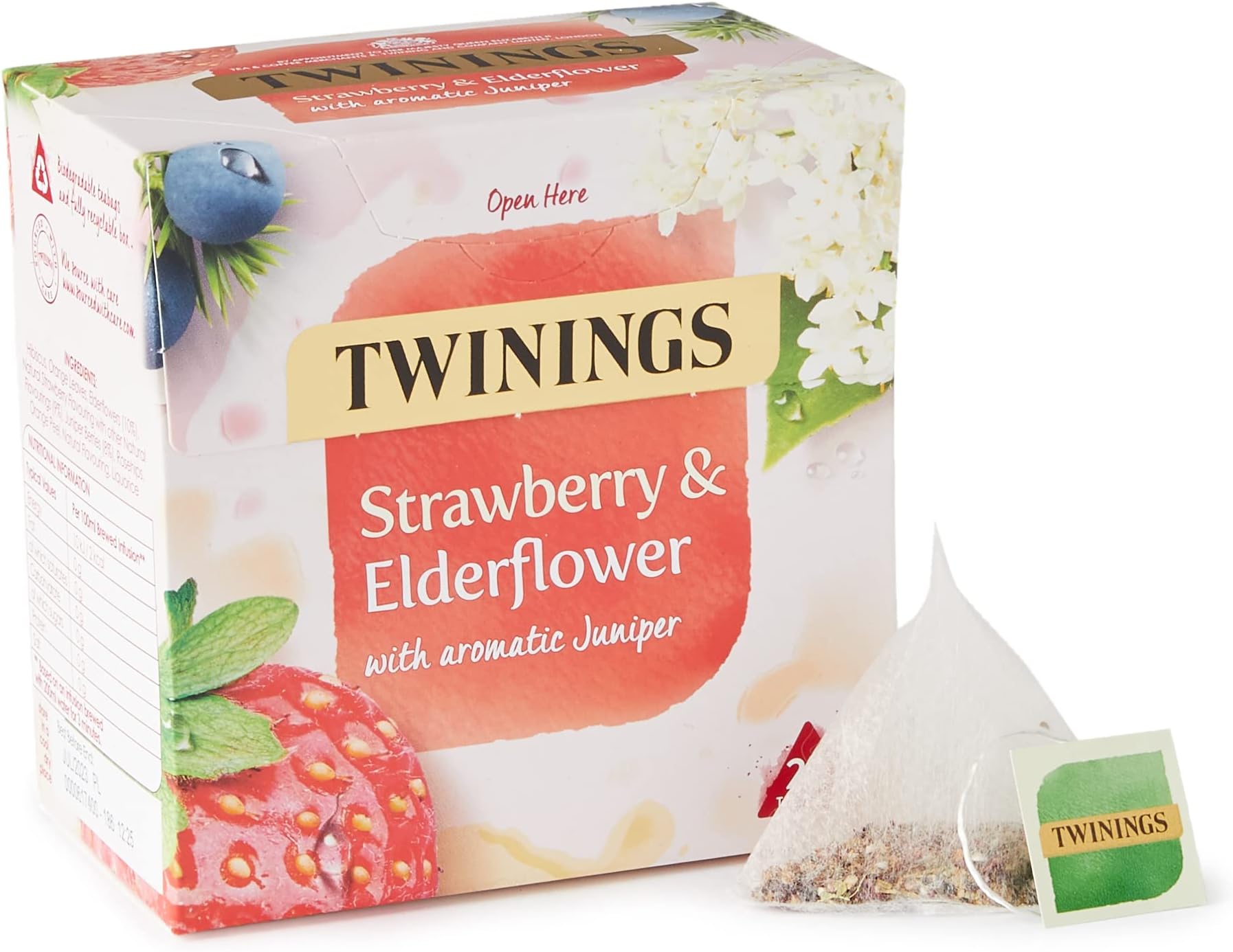 Strawberry and Elderflower Herbal Tea Bags, 20 Tea Bags
