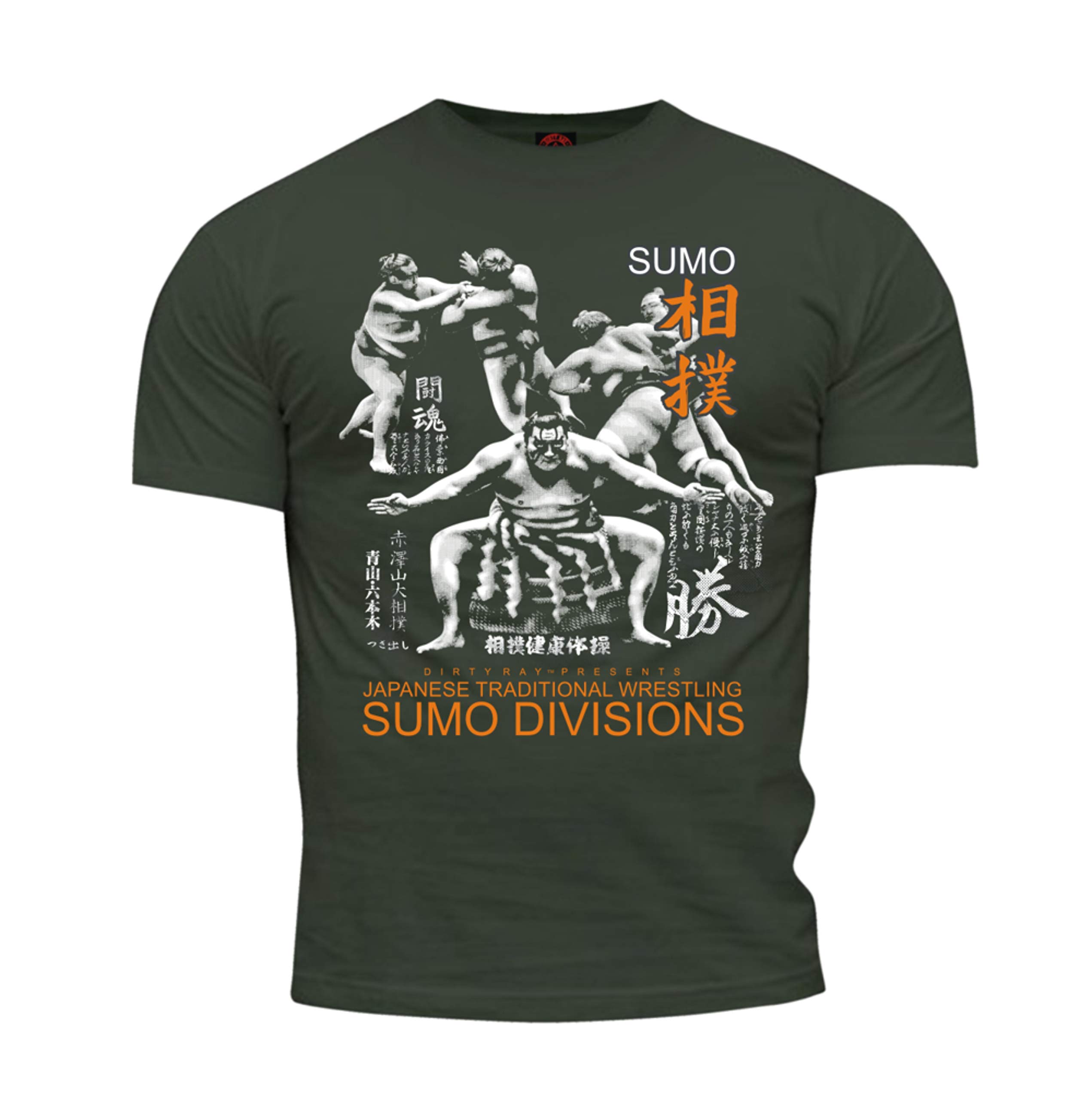 Dirty Ray Martial Arts Sumo Japanese Wrestling Men's Short Sleeve T-Shirt DT30 (XXL) Dark Grey