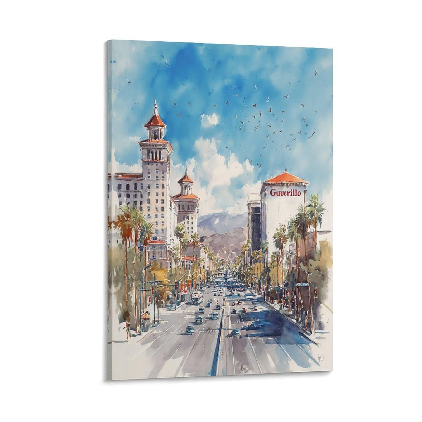 Las Vegas 24x36inch(60x90cm) Vintage Travel Poster Watercolor Canvas Art