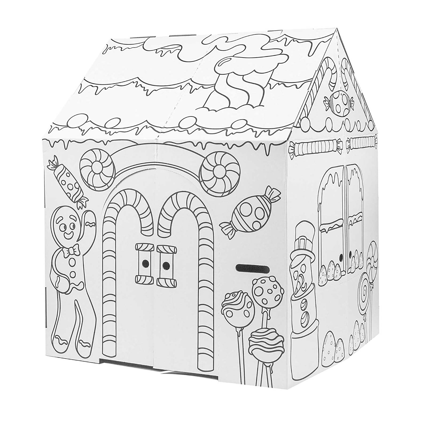 Easy Playhouse Gingerbread House - Kids Art & Craft for Indoor Fun, Color Favorite Holiday Sweets & Winter Friends– Decorate & Personalize a Cardboard Fort, 32" X 26. 5" X 40. 5"