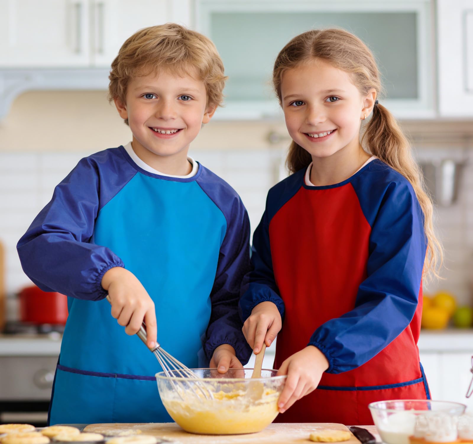 Kinder-Kittel mit langen Ärmeln, 3 geräumige Taschen, für Künstler und Kinder, für Kinder im Alter von 3–8 Jahren, Kochen, Malen, Basteln