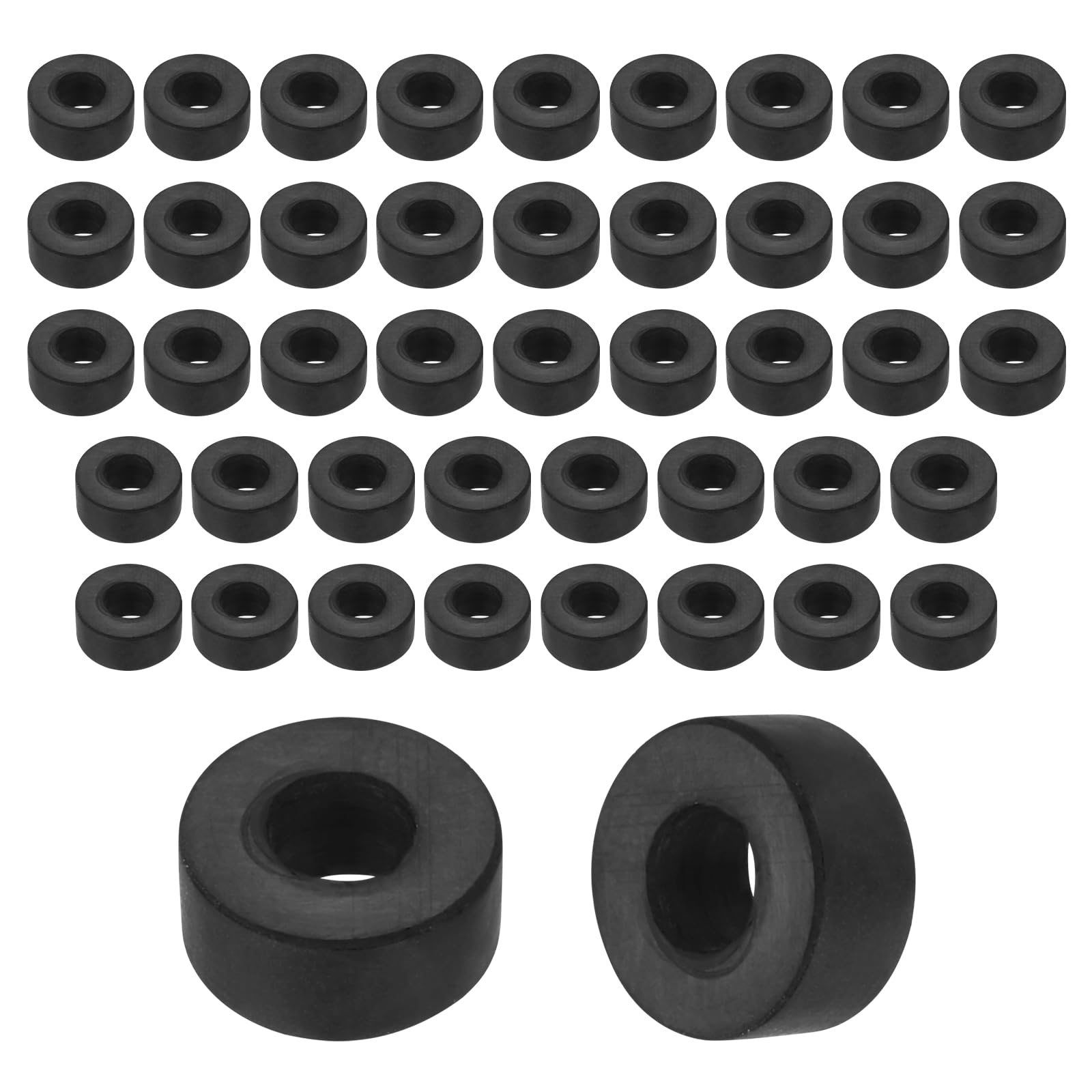 sourcing map 5Pcs Rubber Spacers, 30mm OD, 10mm ID, 35mm Thick Black Round Anti Vibration Rubber Pads Isolation Bushings Washer for Home Cars Boat(1.18" OD x 0.39" ID x 1.38" Thick)