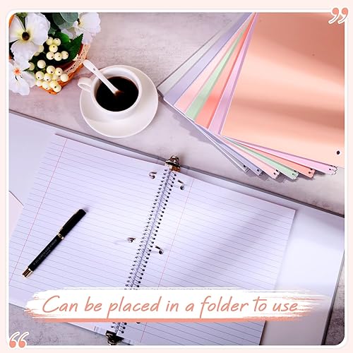 Miniatura 4 de Teling 8 cuadernos en espiral de 1 materia, cuaderno de rayas universitarias de 8 x 10 12 pulgadas, cuaderno en espiral de 3 agujeros divisores,