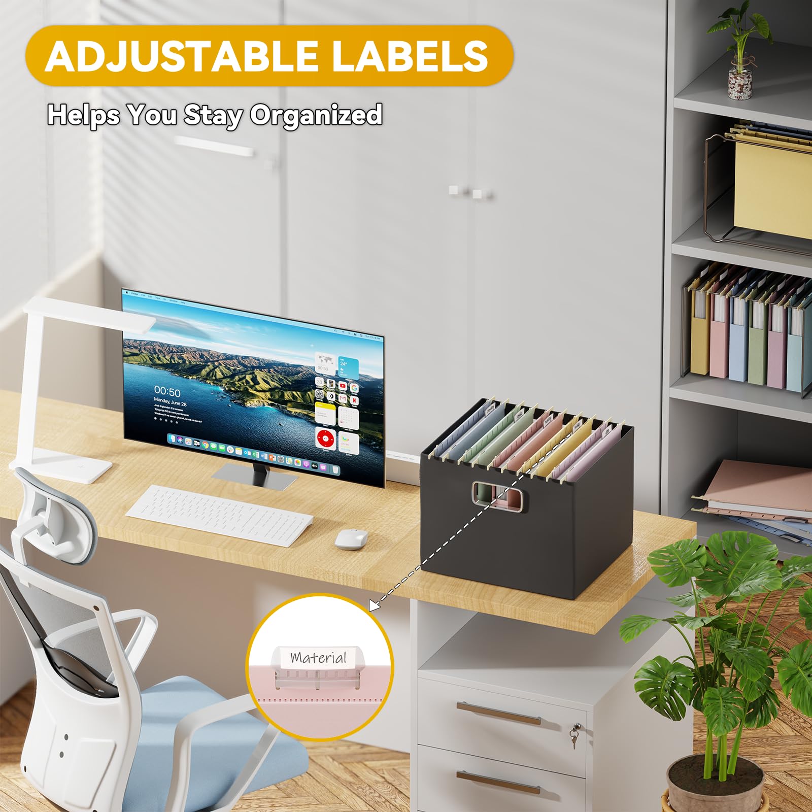 Kunststoff-Hängeregistratur-Ordner in Briefgröße, verstärkte Aktenordner mit Tabs, 2,5 cm Erweiterung, Hängeregistratur-Organizer für Zuhause, Büro, Macaron, robuste Ordner für Aktenrahmen, 12