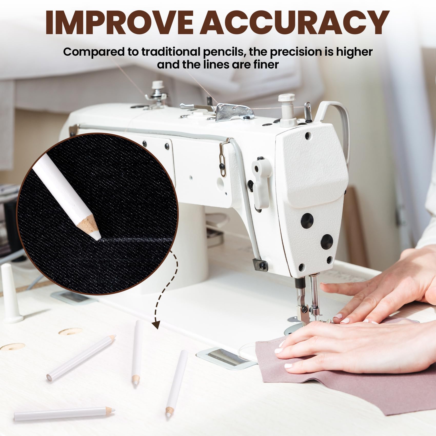 STSTR 4PCS 8.75 cm Fabric Sewing Pencils, Washable Fabric Makers, No Dust Sewing Tailors Chalk, Fabric Marking Pencil for Quilting, DIY Crafts, Sewing - White - Image 5