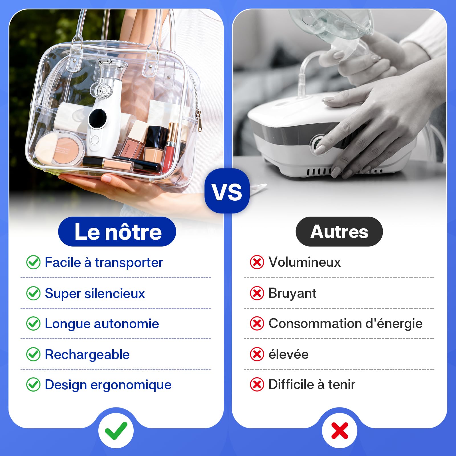 Portable Nébuliseur Pour Adulte Enfant bébé,Nébuliseur Affichage Numérique Silencieux Portable Inhalateur Electrique Aérosol Pour La Maison et Le voyage
