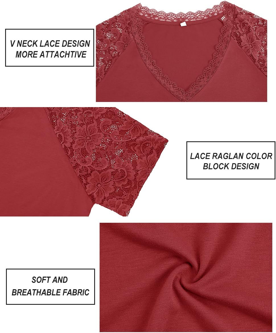 CARCOS Plus Size Tops for Women Short Sleeve Raglan Striped Tee Color Block Crewneck/V Neck Tunic Loose Fit Summer XL-5XL - Image 2