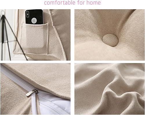 Miniatura 3 de NENIUX Almohada de cojín triangular extra de lectura, almohada de cabecera con cuña para respaldo, soporte de espalda, almohada de respaldo para