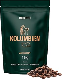 Incapto Spezialitäten-Kaffeebohnen | Single-Origin Kolumbien | Espresso 100% Arabica | Specialty Coffee 84 Punkte SCA | Traditionell Geröstete Bohnenkaffee | Plantage Huila, Cadefihuila, 1kg
