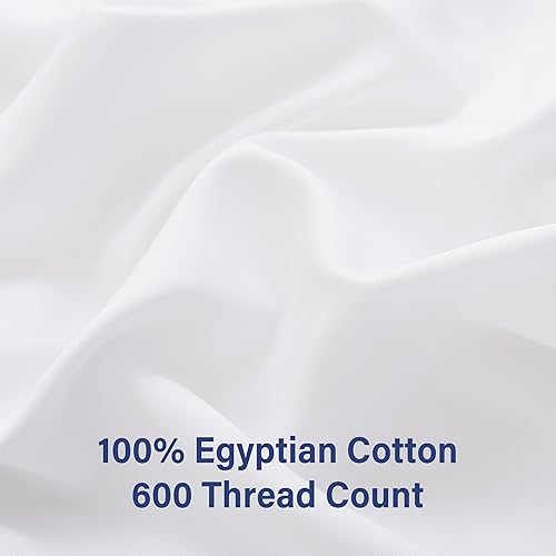 Miniatura 2 de Sábana bajera de algodón tamaño Queen, con bolsillo profundo de 15 pulgadas, 100% algodón egipcio, tejido de satén de 600 hilos, sábana bajera de