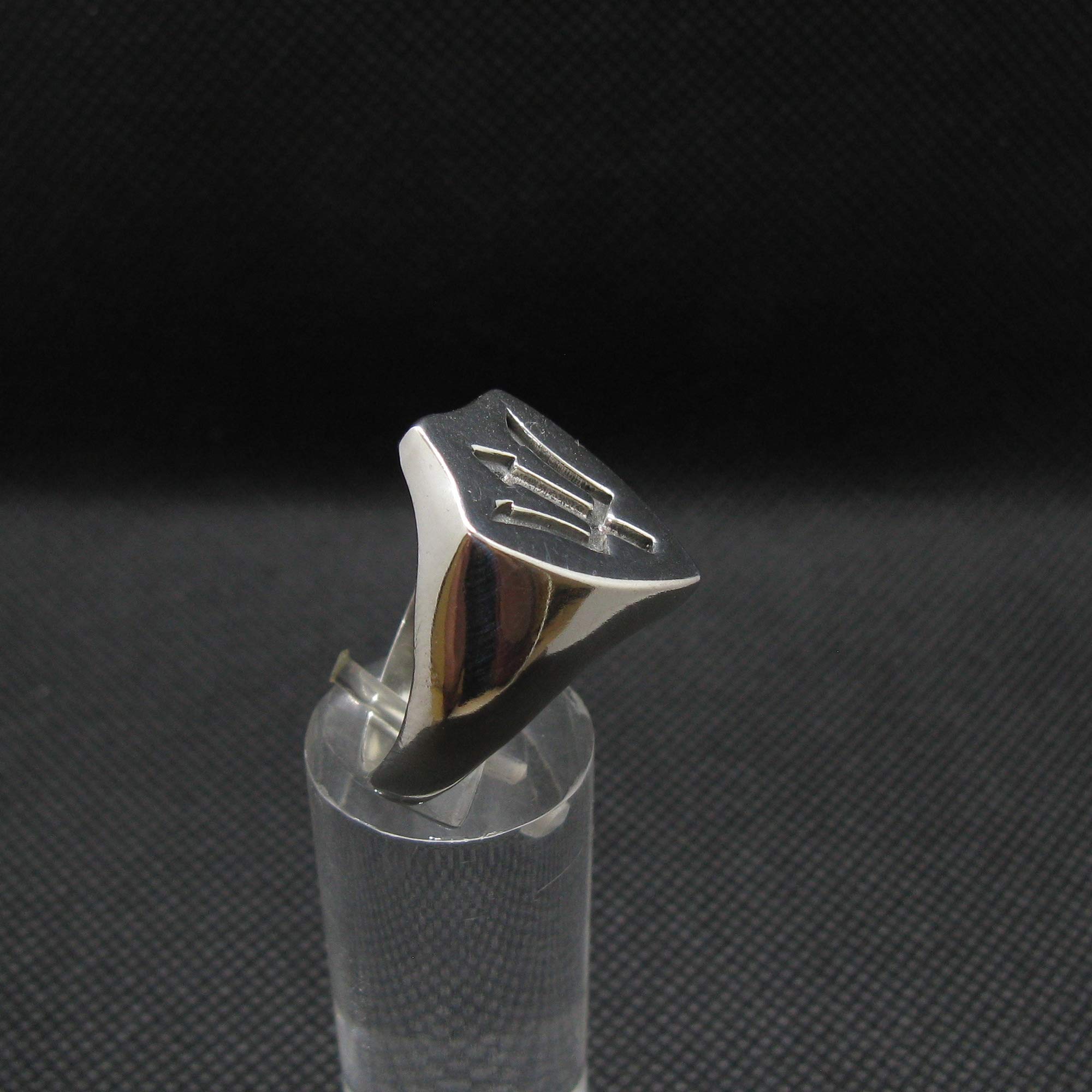 Bague en Argent Sterling Symbole de Poseidon Trident Solide Poinçonné 925