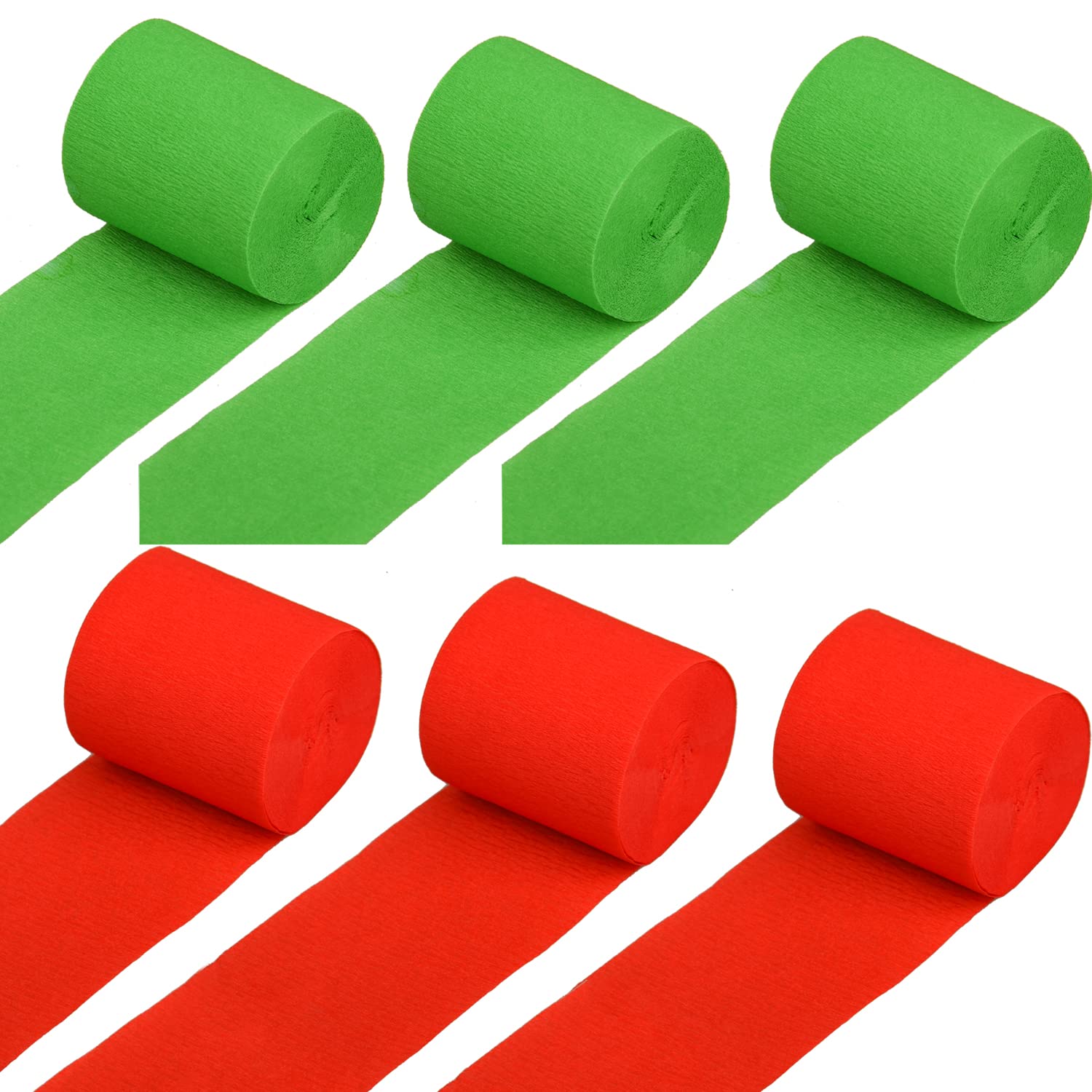 Aovna Red Green 6 Pieces Crepe Paper Party Streamer Christmas Crepe Paper Streamers (Red Green)