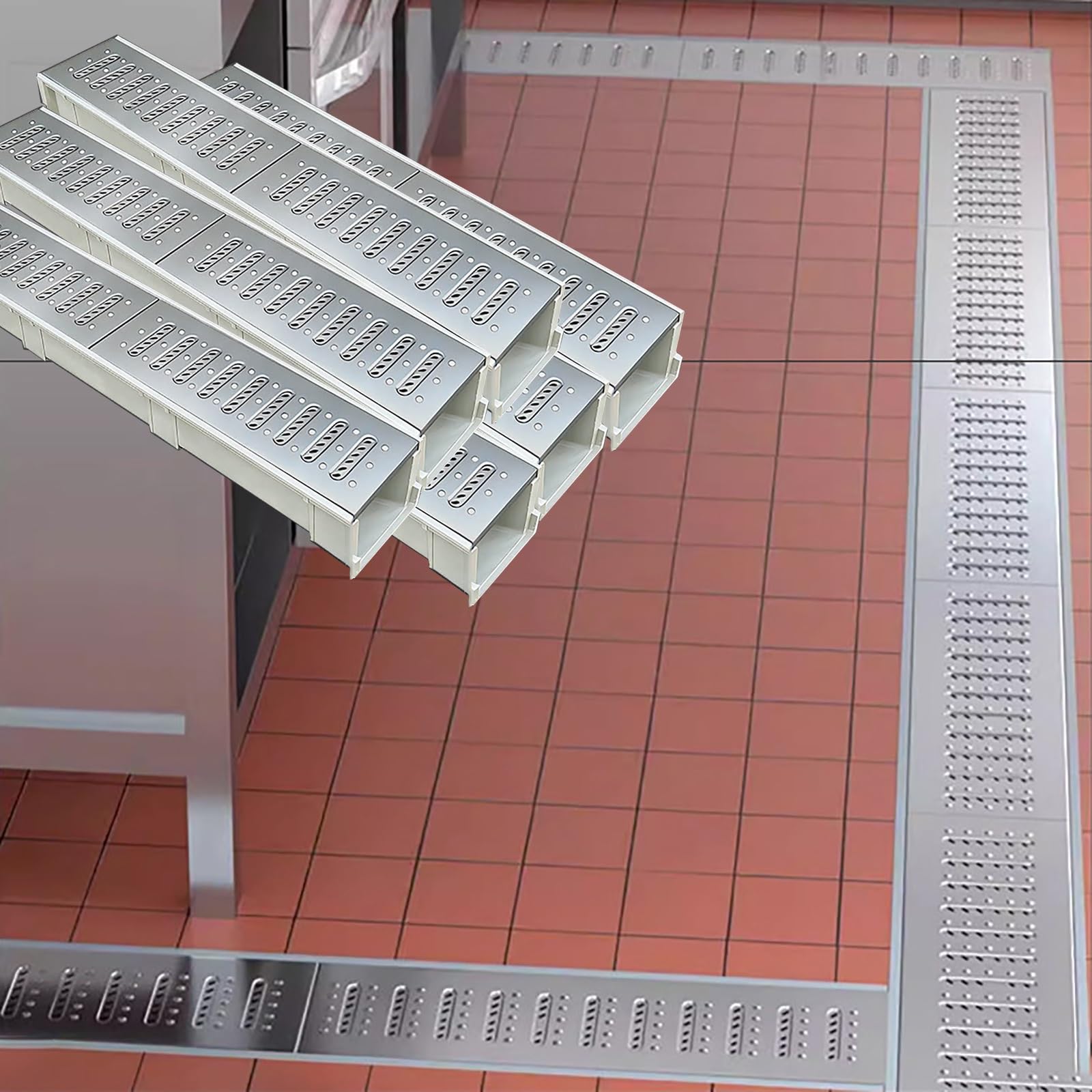 Antypoślizgowy zestaw wykopów odpływowych kuchennych, wzmocniona żywica, system odpływowy pod pokładem, do kanalizacji basenowej/prysznicowej, 9 sztuk, 30 cm, roztwór do głębokiego