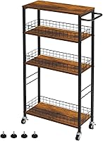 Vista 7 de YBING Carrito de Almacenamiento Delgado de 4 Niveles Carrito de Cocina Rodante de Utilidad Carrito de Almacenamiento de Lavandería Estrecho Blanco