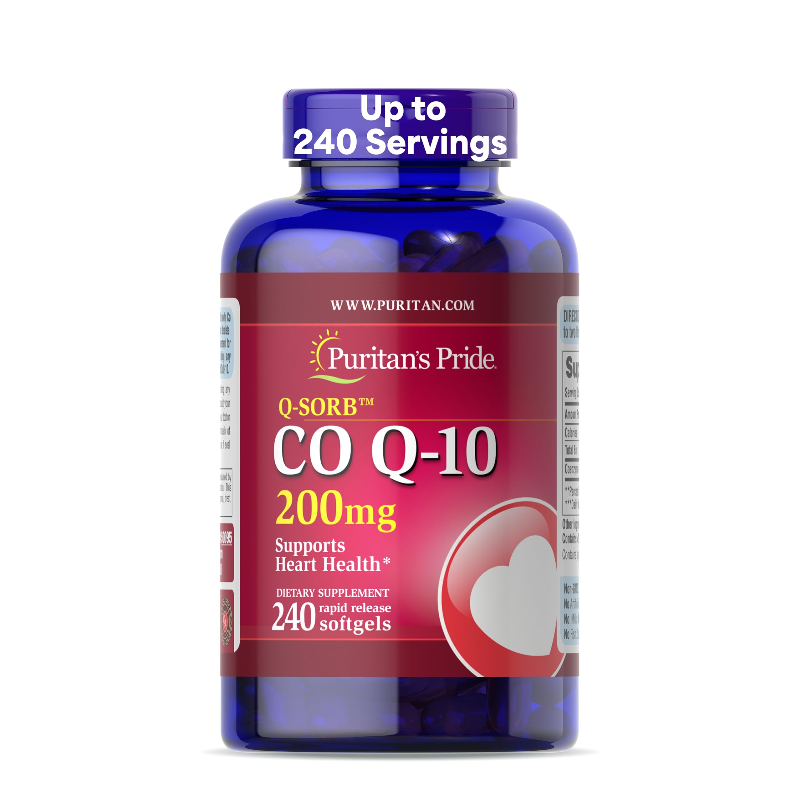 Puritan's Pride CoQ10 200mg, Supports Heart Health, 240 Rapid Release Softgels