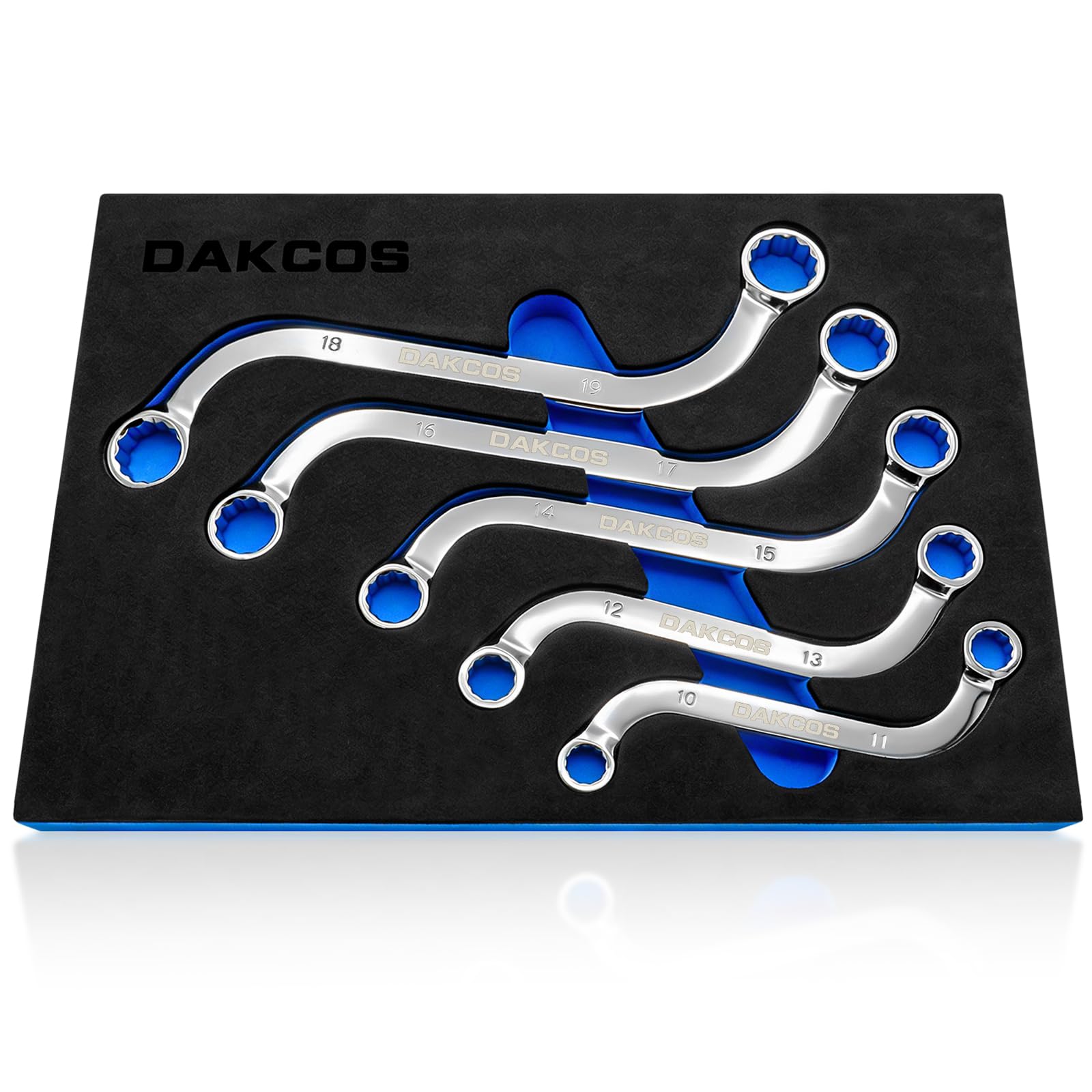 DAKCOS Double Ring Spanner Set S-Type Obstruction Spanner Wrench 10-19mm