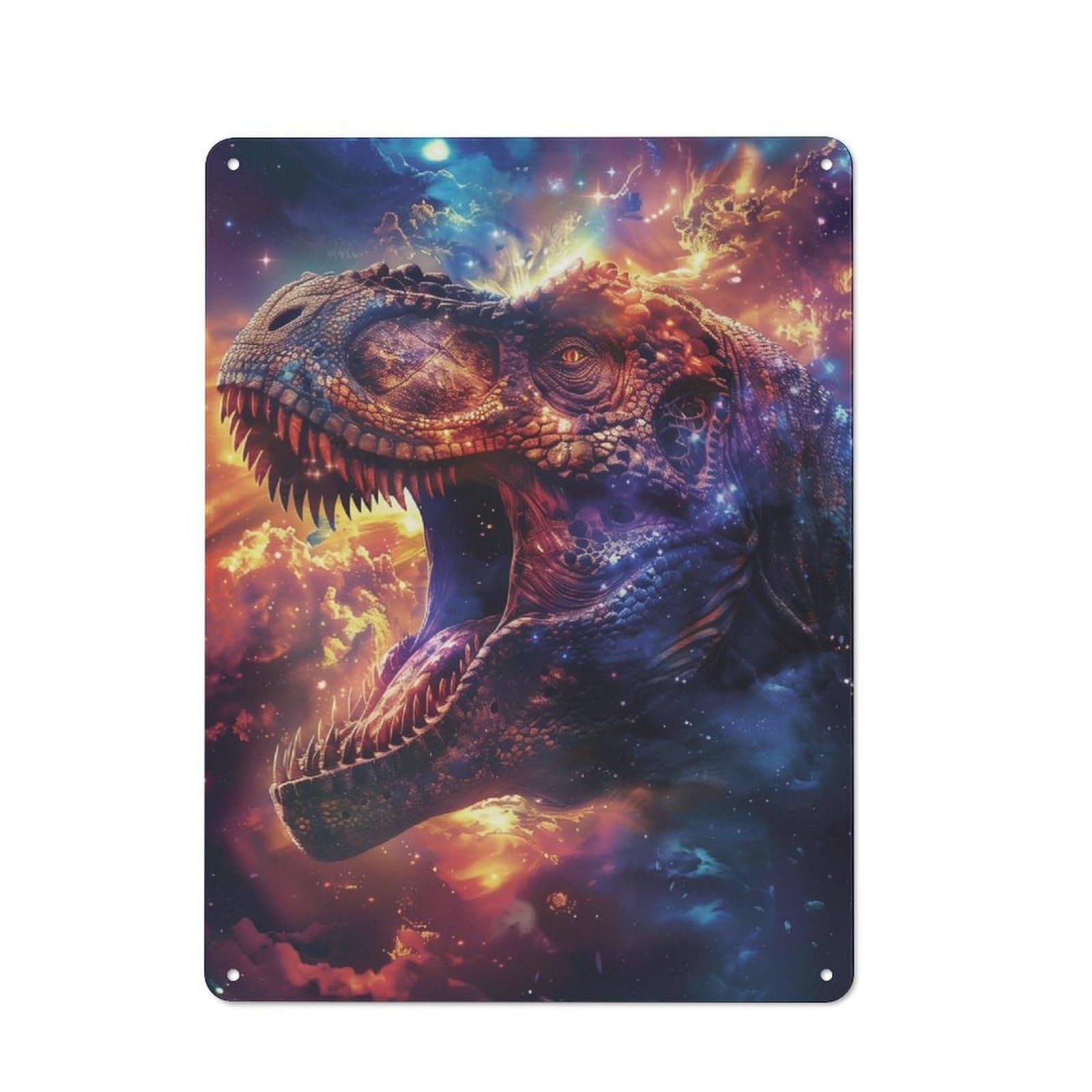 Junmoney Cosmic Dino Roar Retro Metal Plaque 40X30cm For Bar Or Restaurant, Suited To Restaurant Interior Fans