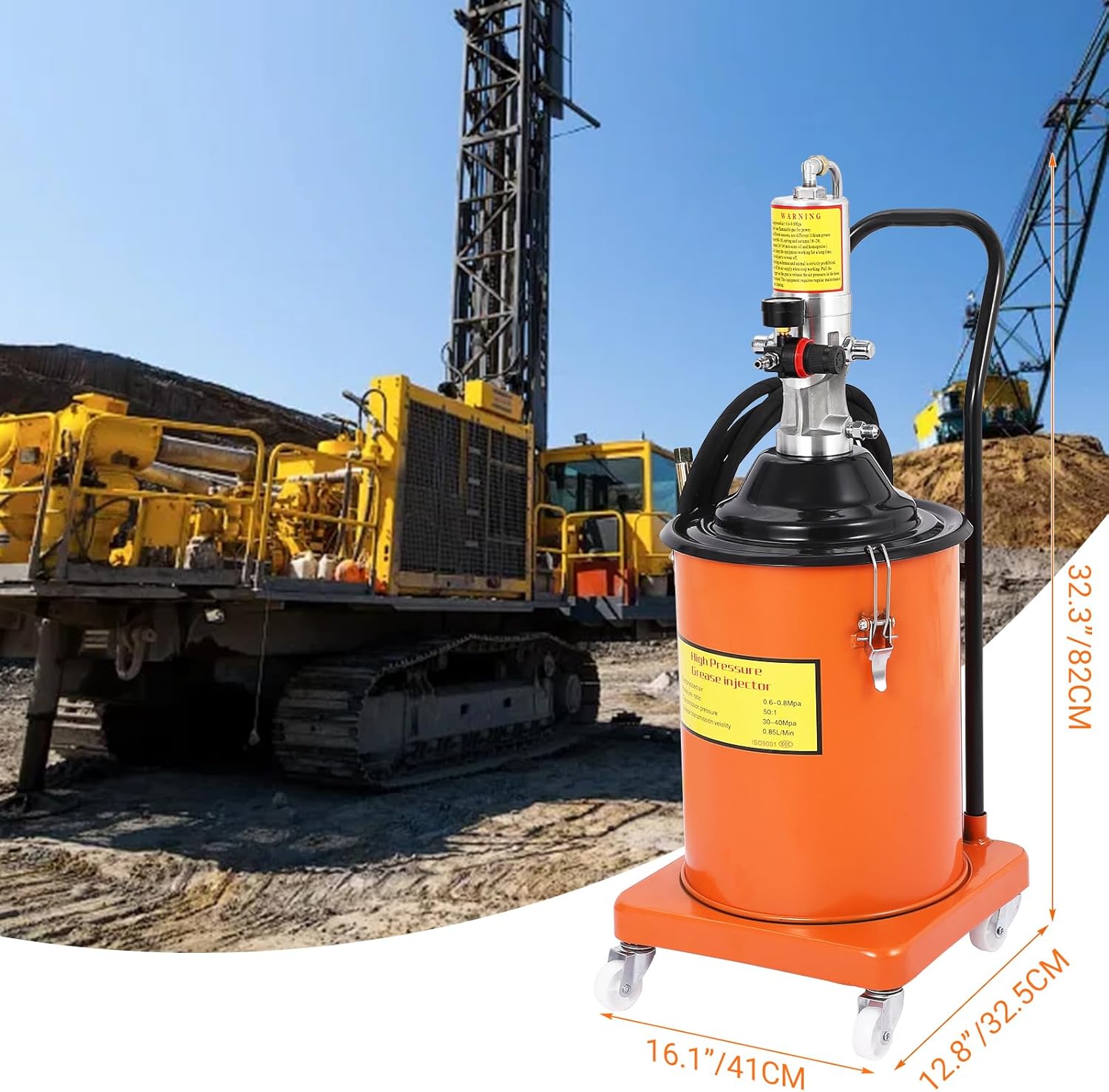 3/5/10.5Gal Grease Pump Heavy Duty Air Grease Pump 13ft High Pressure Hose & Gun - Picture 7 of 11