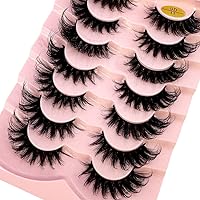 Vista 4 de HBZGTLAD 7 pares de pestañas de media pestaña segmentadas manga 3D, pestañas de aspecto natural, pestañas de visón esponjosas, paquete de pestañas