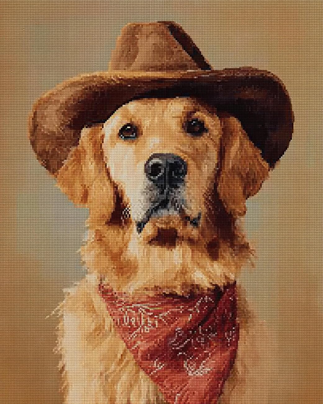RKFLGEW DIY Bead Embroidery Kit Dog Wearing A Hat 50x70cm