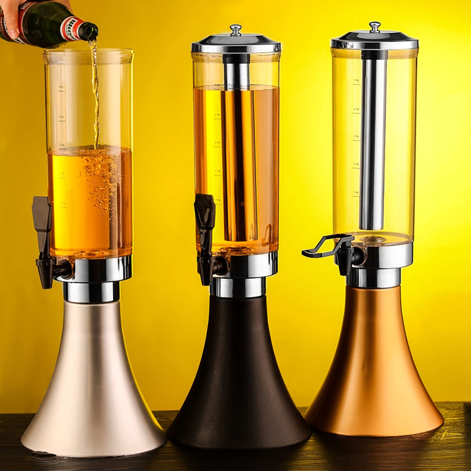 Torre De La Cerveza Dispensador De Jugo De Bebidas con Carámbanos De Acero Inoxidable Y Escala para Bar Party Restaurant KTV Barbecue Restaurant (3L / 3.17Qt),D