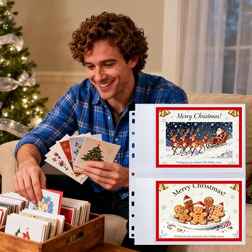 Miniatura 8 de Paquete de 60 páginas de repuesto para álbumes de fotos de 5 x 7 pulgadas para carpeta de 3 anillos, fundas de fotos ultra transparentes con