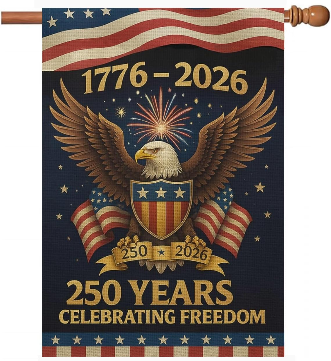 Photo 1 of 250 Anniversary Usa Garden Flags for Outside, 250 Anniversary USA Flag 1776-2026 Commemorative Patriotic Yard Sign Outdoor Banner Yard Sign 4th of July Decorations Double Sided Waterproof 250 Year American Flag 28x40 Inch