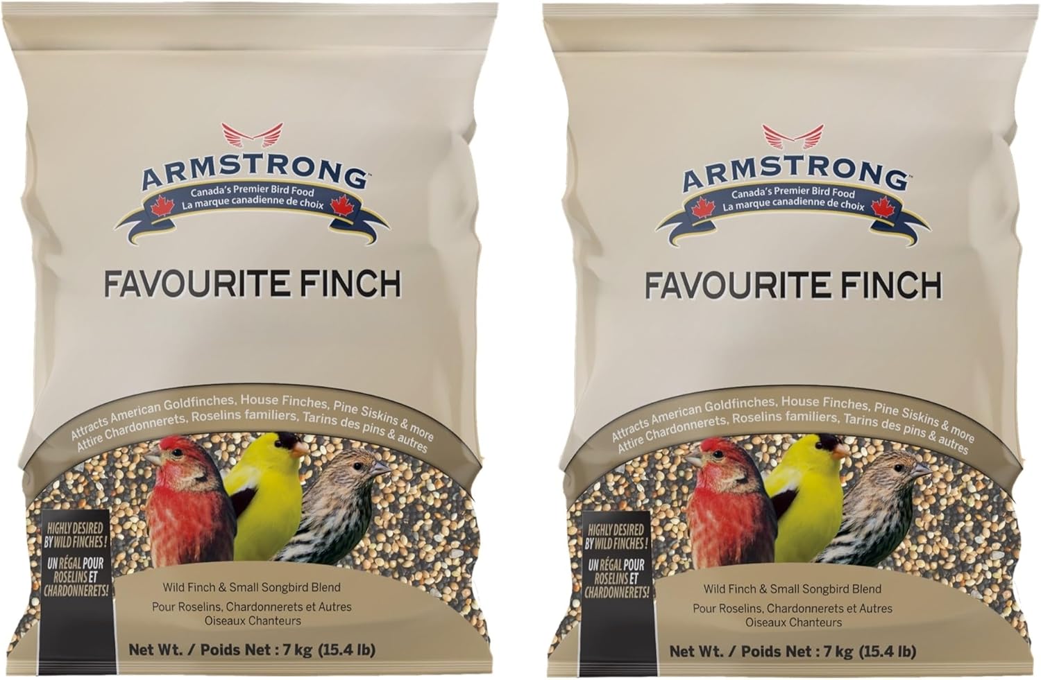 Armstrong Wild Bird Food Favourite Finch Bird Seed Blend, 15.4 Pounds (Pack of 2) - with White Millet, Canola, Nyjer and Sunflower Kernel Chips for American Goldfinches, House Finches & Songbirds