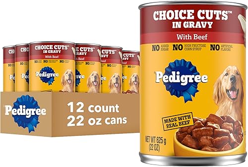 Pedigree Choice Cuts In Gravy Adult Canned Soft Wet Dog Food With Beef, 22 oz. Cans (12 Count, Pack of 1)