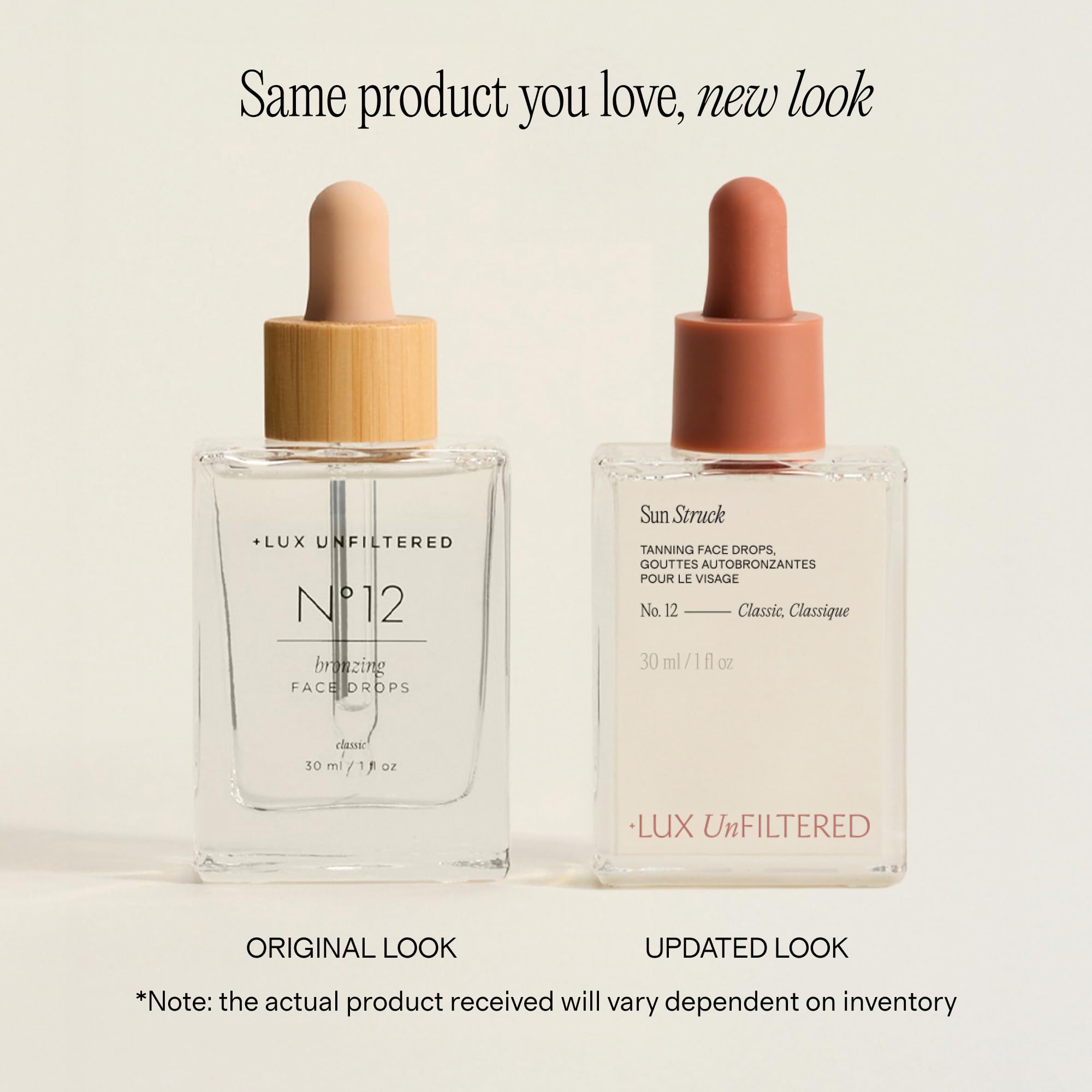 + Lux Unfiltered N°12 Sun Struck - Gotas bronceadoras para la cara, autobronceador gradual, brillo natural, sin rayas, sin fragancia, ácido hialurónico y vitamina E, vegano y libre de crueldad animal