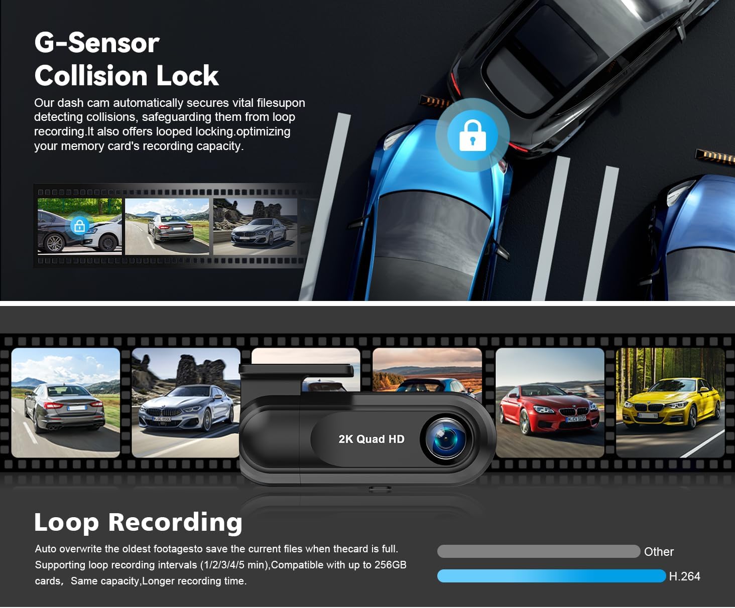 Penemay 2K Dash Cam Front Dash Camera for Cars with 32GB Card, WiFi Mini Car Camera Dashcam with App, 360° Rotatable Bracket, 24/7 Parking Monitor, G-Sensor, Loop Recording, Black