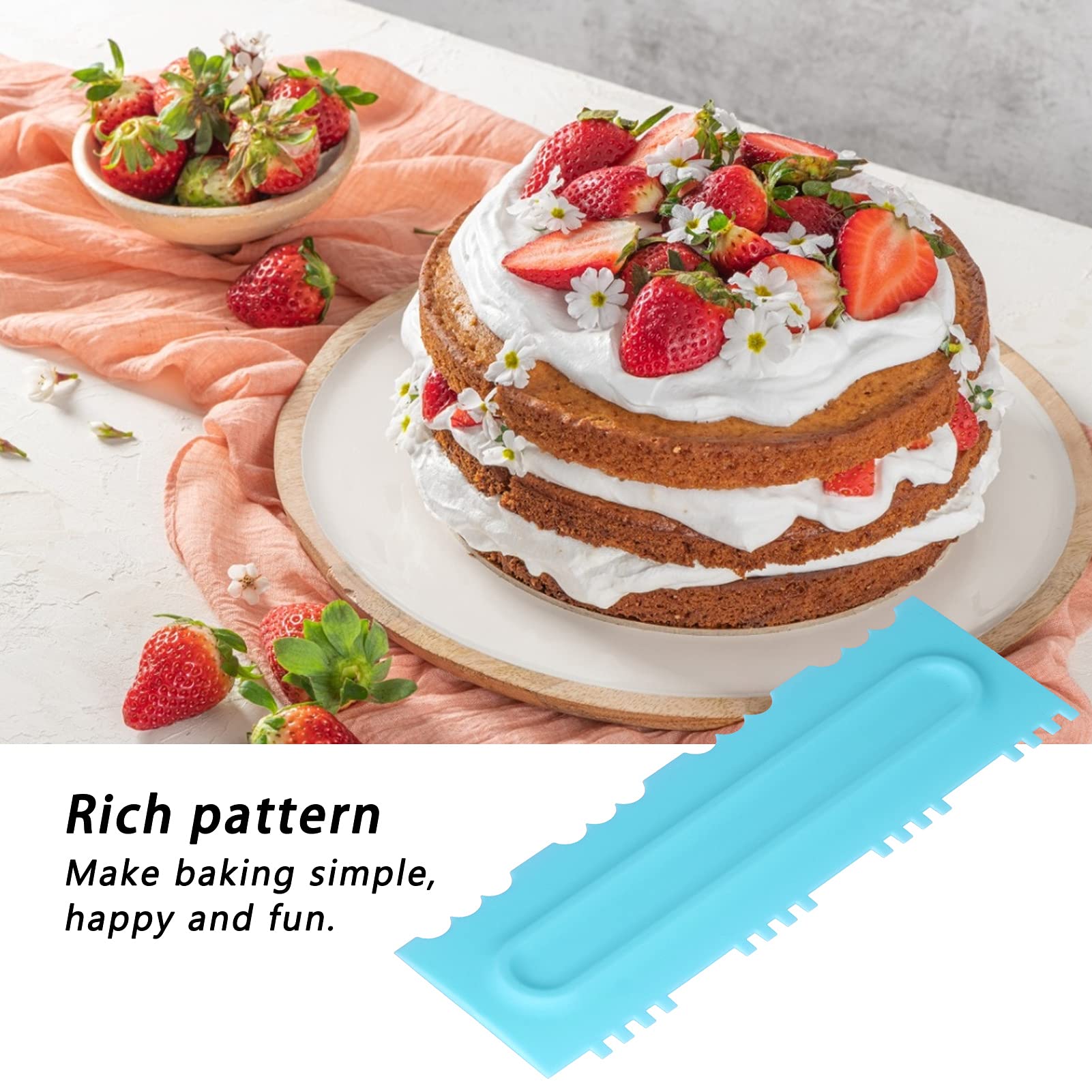 Raspador de pasteles más suave, peine para decorar pasteles, espátulas para glaseado de fondant, raspador más suave, herramienta para hornear pasteles(12pcs)