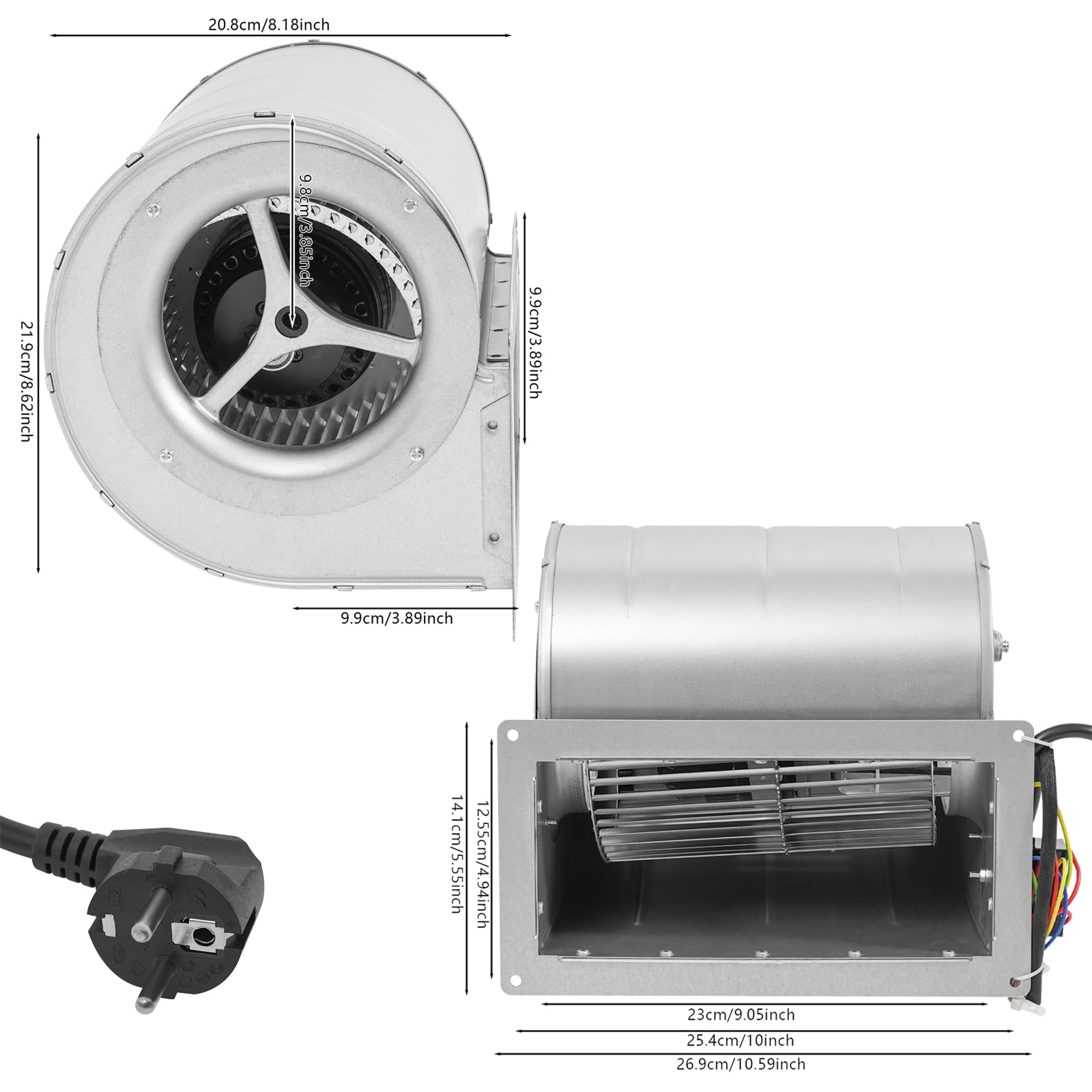 Ventilatore radiale industriale, ventola radiale, ventilatore radiale, ventola di caldaia in lamiera d'acciaio, 300 W, 220 V, 840 m³/h