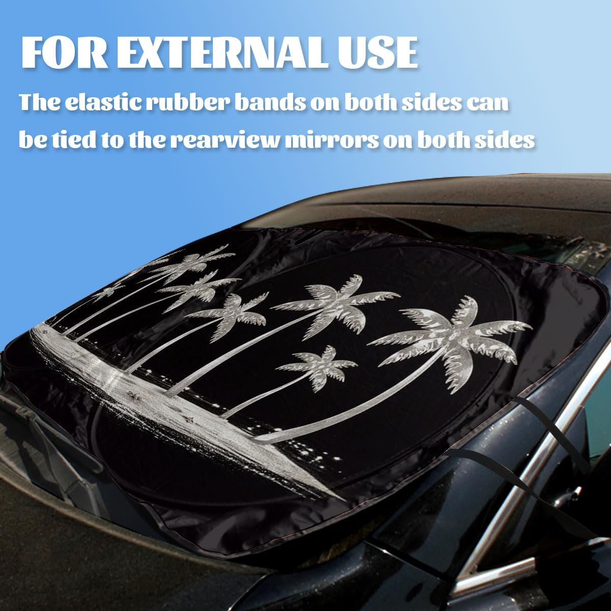 Tropical Island Car Windshield Sun Shade Palm Tree Coastal Beach Ocean Heatshield Front Window Car Sun ​Shade Windshield Sun Shade Visor Protector for Car Sedan Truck SUV Accessories 59" L x 31.5" W image 3