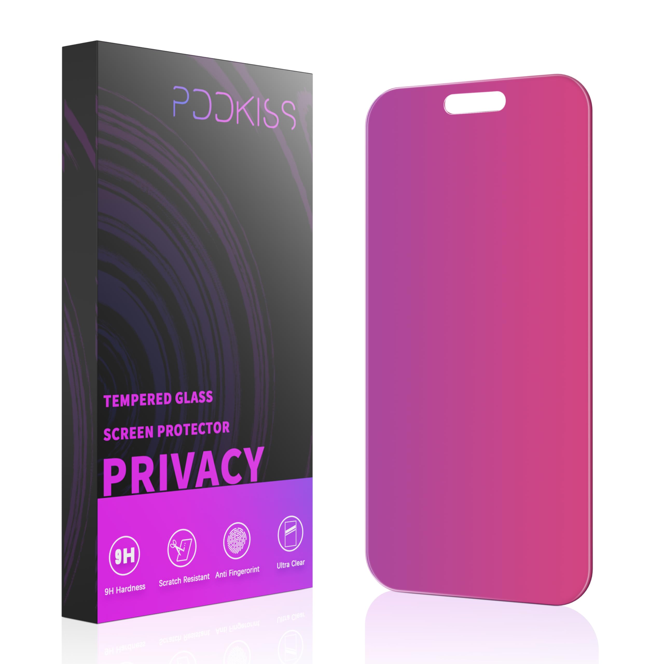 Photo 1 of PDDKISS Compatible for iPhone 17 Pro Privacy Screen Protector 6.3 Inch, Pink Gradient Anti Spy Anti Blue Light HD Tempered Glass Easy Installation