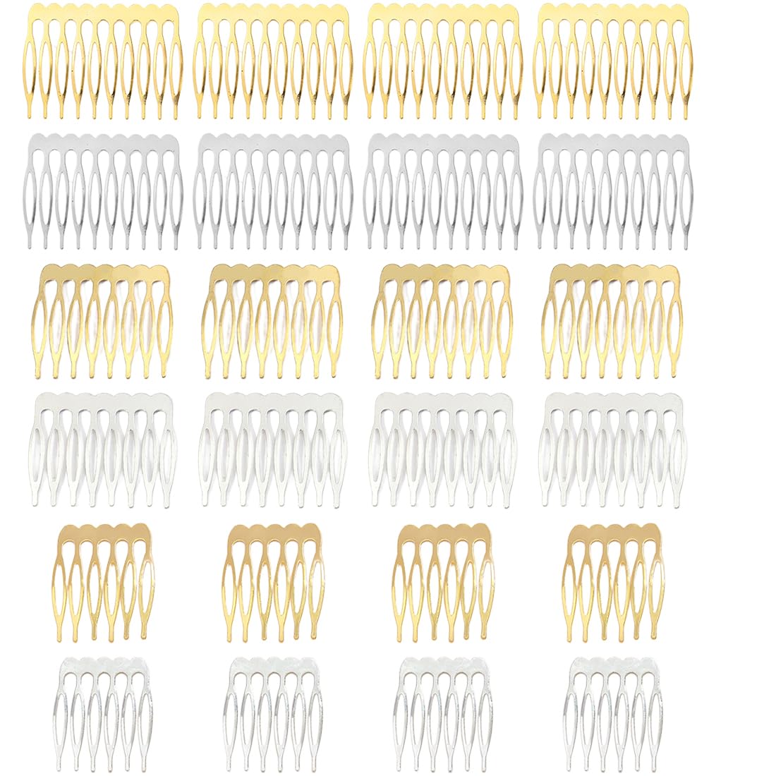 24 peinetas laterales de metal, peinetas para velo, peineta lateral para mujer con dientes para accesorios de cabello con clip de moño plateado y dorado.