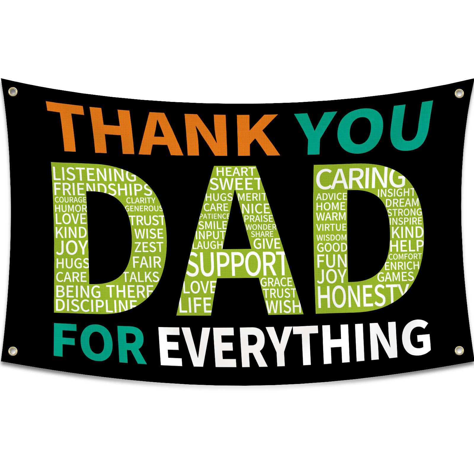 Fathers Day Decorations Flags 5ft X 3ft With Eyelets “Thank You Dad For Everything” Suitable for Outdoor And Indoor Use, In The Home, Garden On The Lawn In Rooms, for Family Members And On House Walls