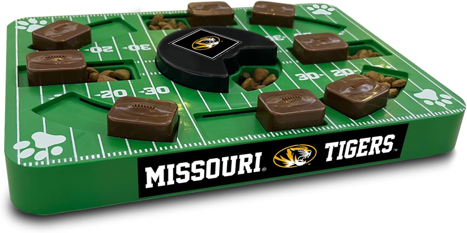 Pets First NCAA ミズーリタイガース パズルおもちゃ、パズルおやつ犬のおもちゃ、インタラクティブ犬用おやつおもちゃ、犬