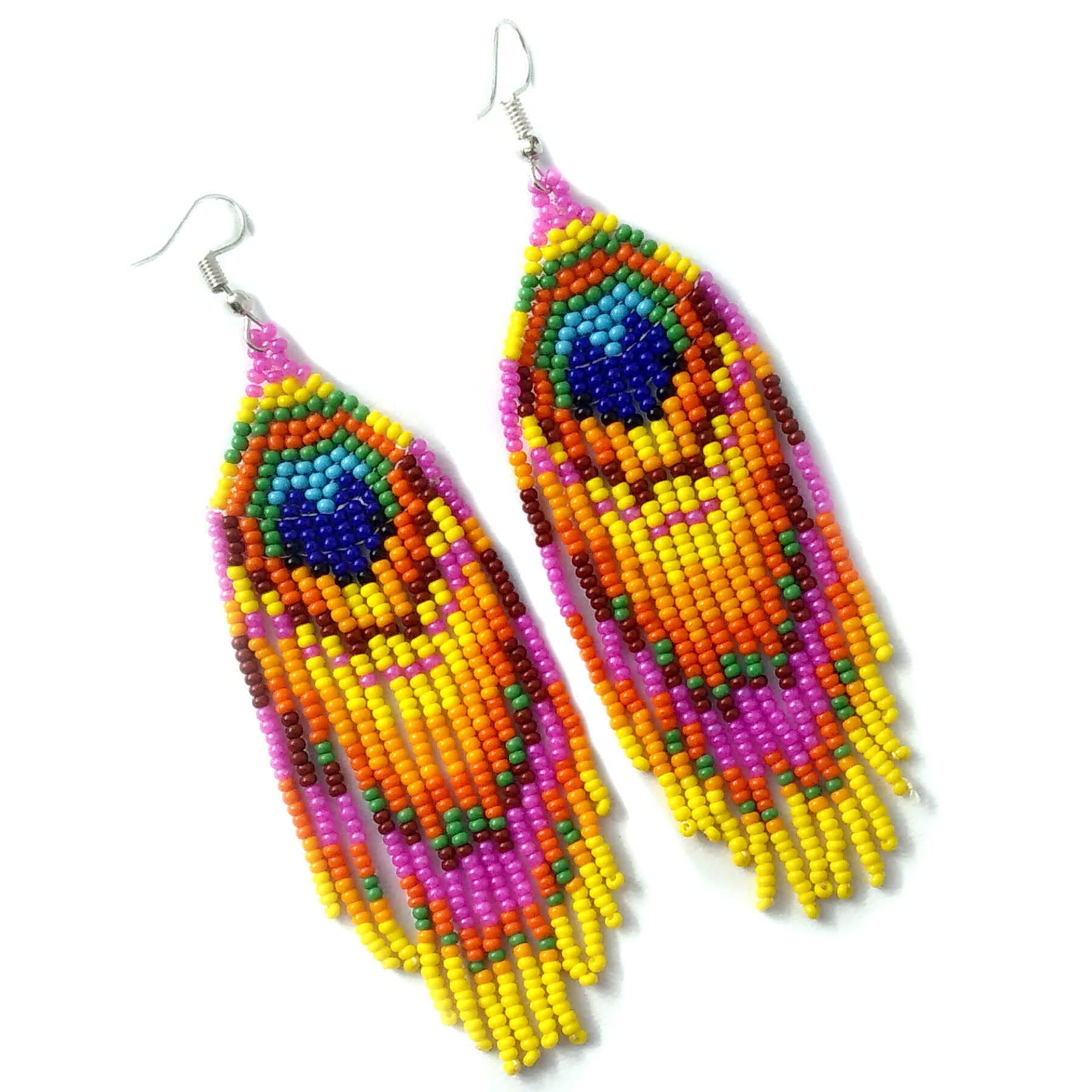 Handmade Pink Multicolor Beaded Fringe earrings for women (E-01-SB-33), 4 inch (B09DBQ7FCZ) Amazon Price History, Amazon Price Tracker
