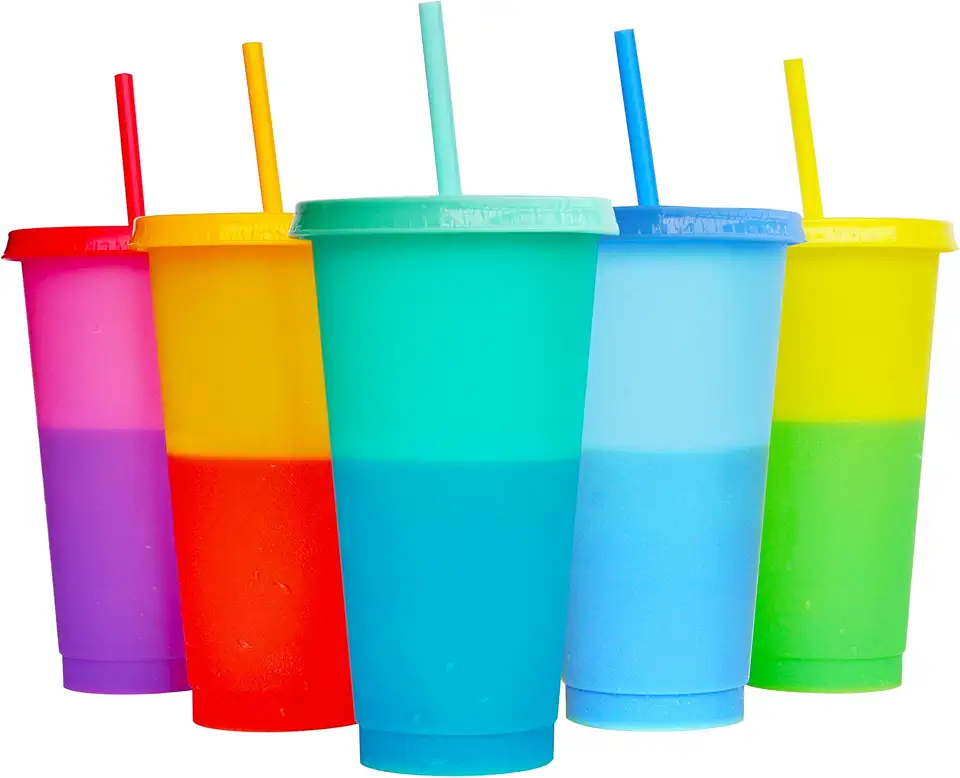 5 Pack Color Changing Cups 24 oz Reusable...