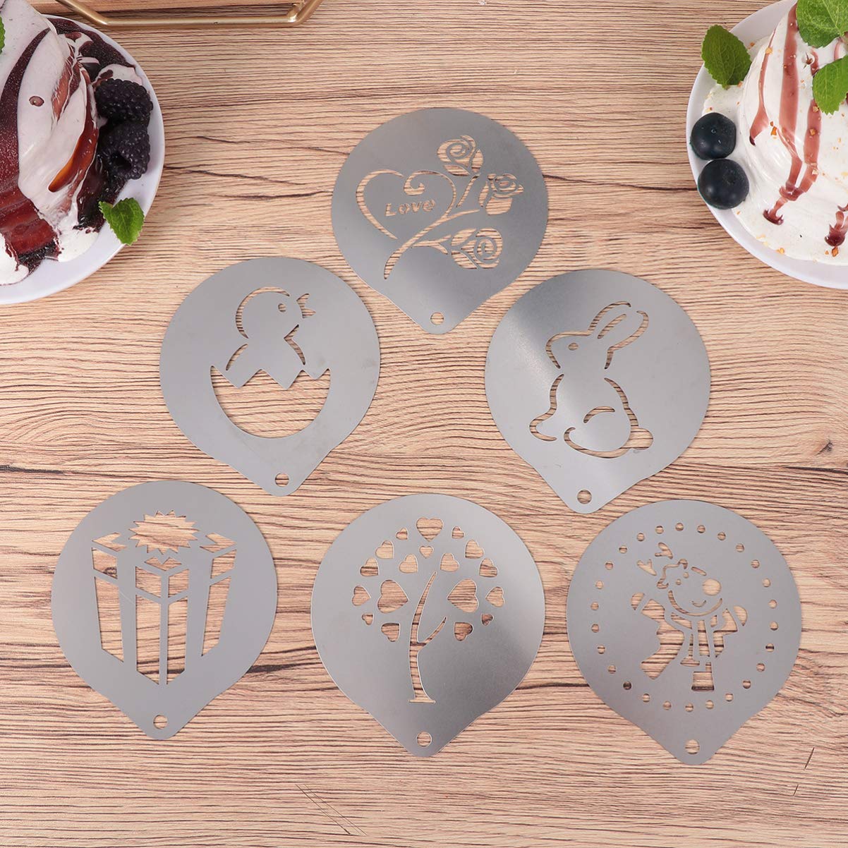 Amosfun 3 Juegos 6 Piezas Plantillas De Café Plantilla De Café Con Leche s De Capuchino Latte De Latte Art s Para Decorar Cafe De Silver