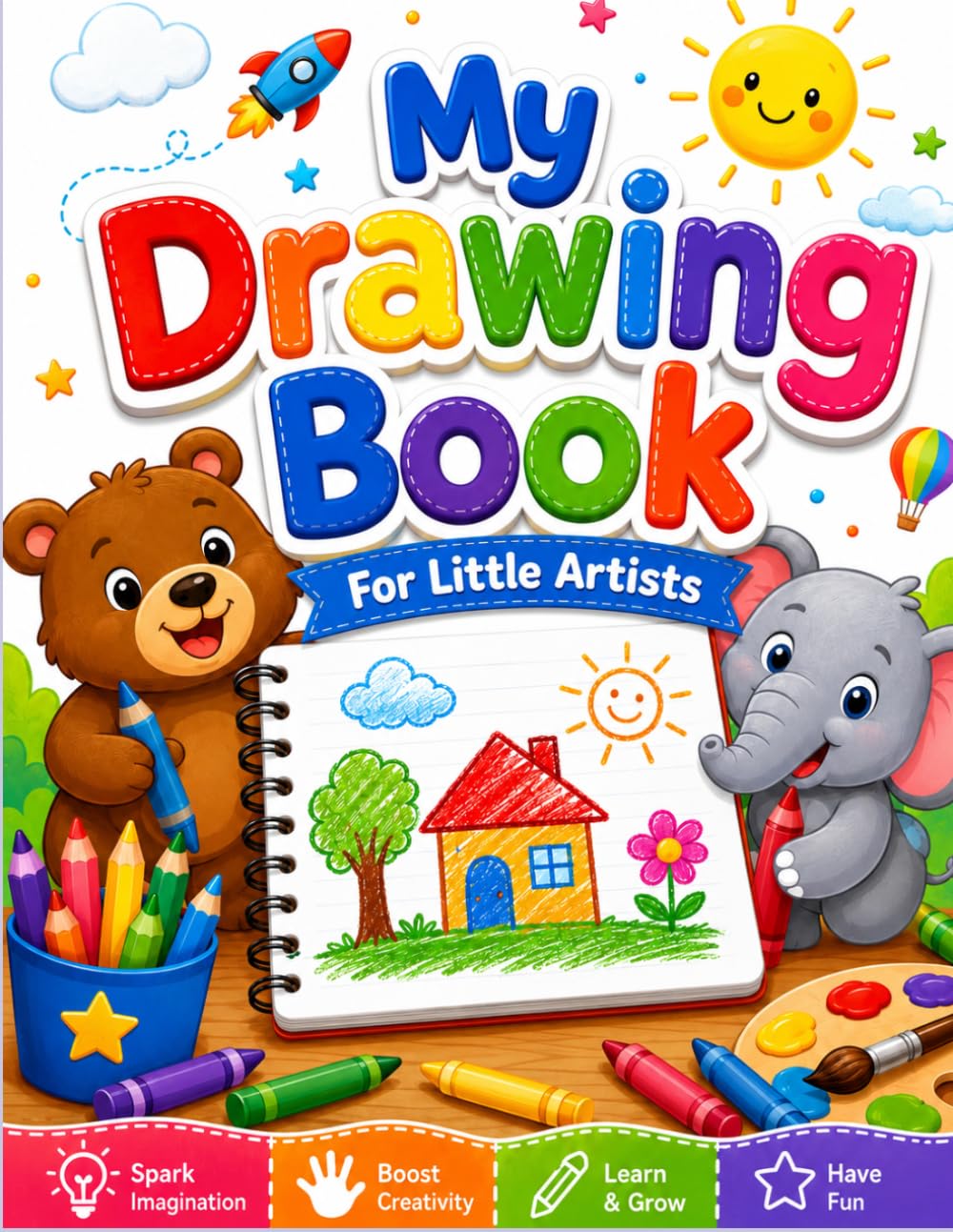 Animal Drawing Book for Kids: Fun and Easy Animal Coloring Pages for Toddlers and Preschoolers | Cute Farm, Jungle, Forest, and Wild Animals for Kids