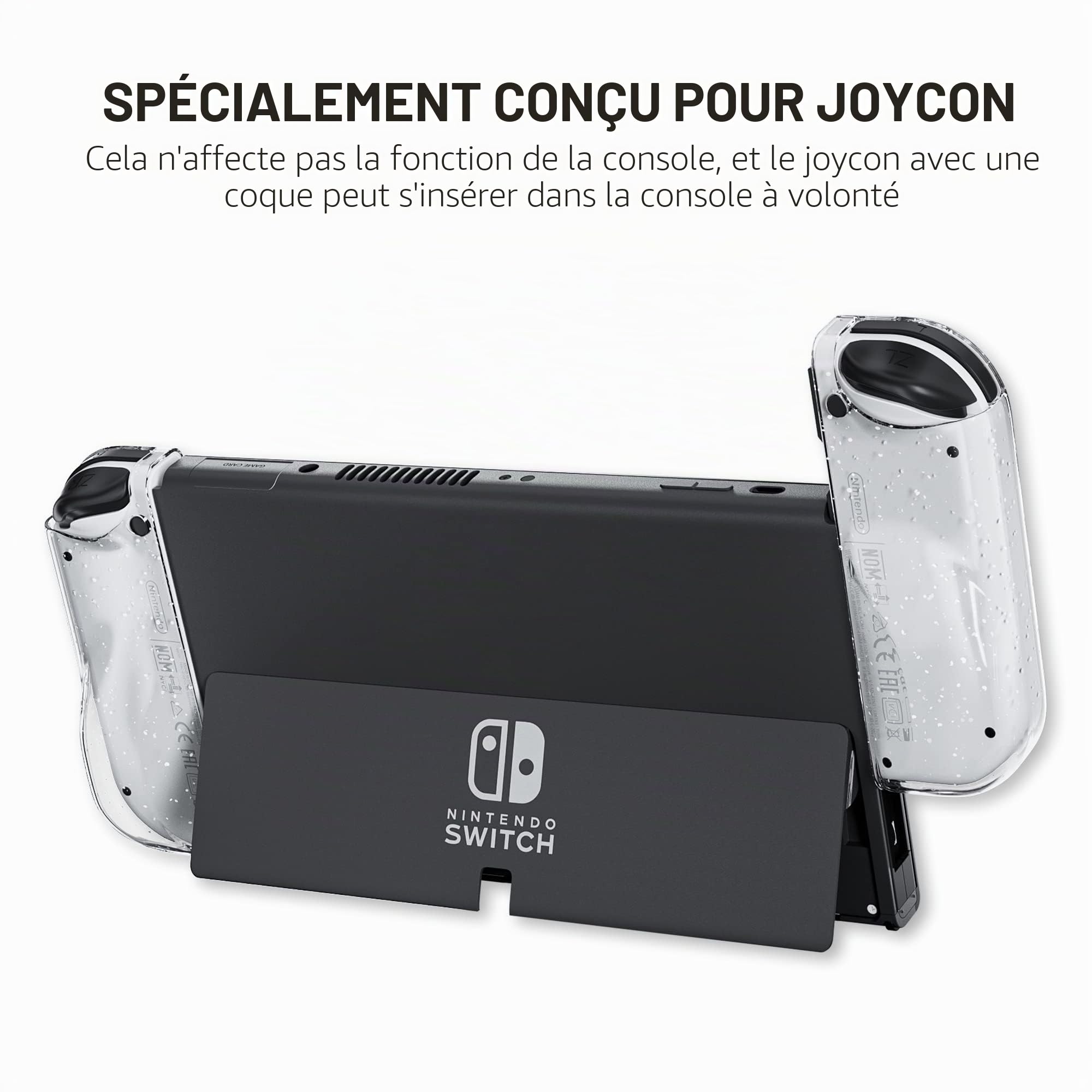 FANPL Coque à paillettes pour Nintendo Switch & Switch OLED Joy Con, coque de protection Joy Con transparente scintillante avec design ergonomique, coque souple en TPU confortable, installation facile