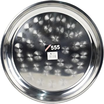 Stainless Steel Round Serving Platter Silver Tray With Dishwasher Safe Service Plate - 30cm Thali Dish