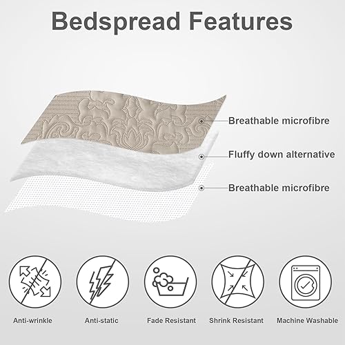 Vista 70 de Hansleep - Edredón blanco tamaño Queen – Colcha barroca ultrasónica para todas las estaciones, juego de ropa de cama suave y ligero, 3 piezas