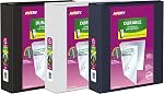 Avery Durable View Binder, 3" Slant Rings, 600 Sheet Capacity, 3 Ring Binder, 2 Pockets, PVC Free, Black (17041)