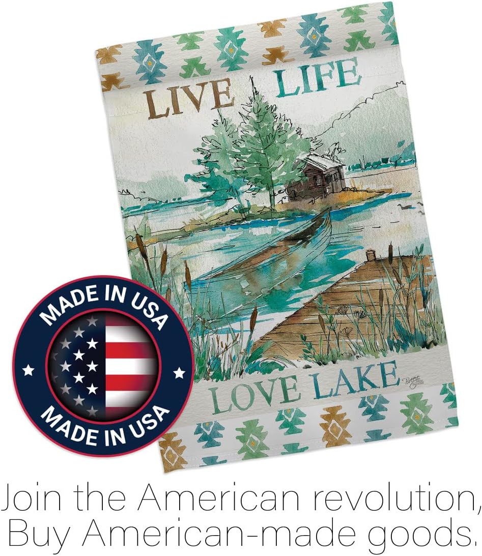 Breeze Decor H109072 Live Life Lake Vertical House Flag, 28" x 40", Multicolor