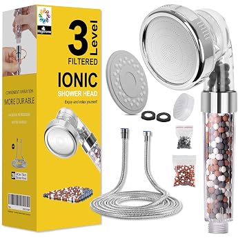 Magichome Ionic Hand Spray Shower Head Shower head 3 jet types shower head water-saving and pressure-increasing shower head with 3-layer filtration and stones
